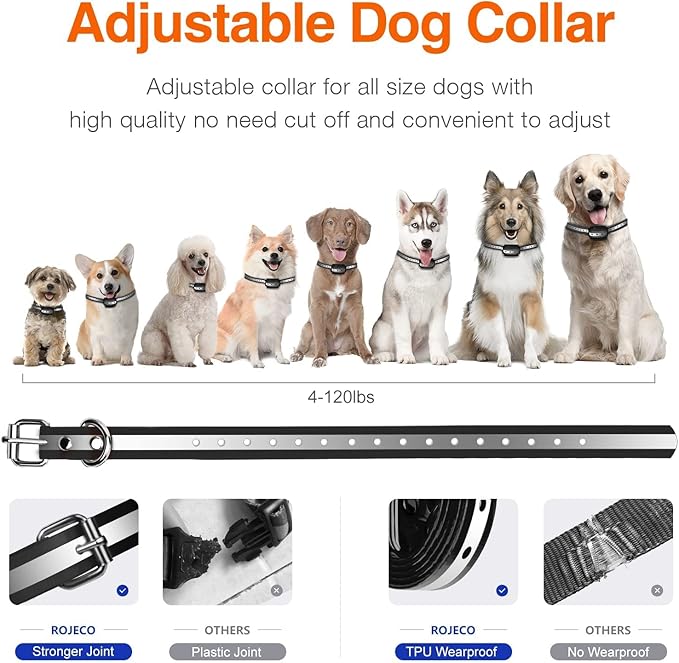 ROJECO Dog Training Collar with 3300FT Remote,IPX7 Waterproof Dog,3 Safe