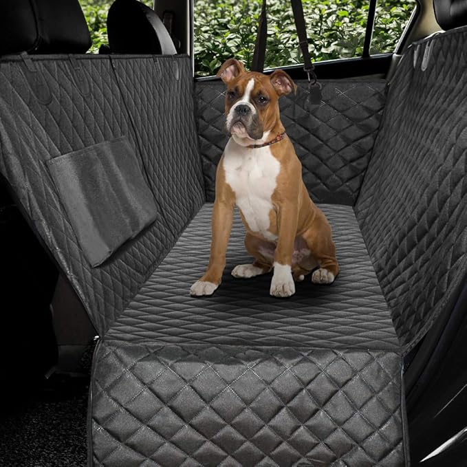 Honest Luxury Quilted Dog Car Seat Covers with Side Flap Pet Backseat Cover for Cars (57''Wx60''L)