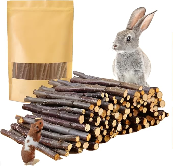 600g Organic Apple Sticks Small Animals Molar Wood Treats Toys for Chinchillas Guinea Pig Rabbits Hamster Gerbil Parrot Bunny Chew Stick Toys 21.2 OZ