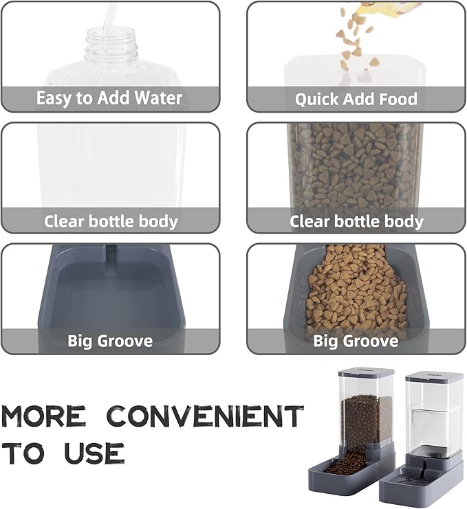 Automatic Cat Feeder and Water Dispenser with Pet Food Bowl Capacity(3.8L x 2)