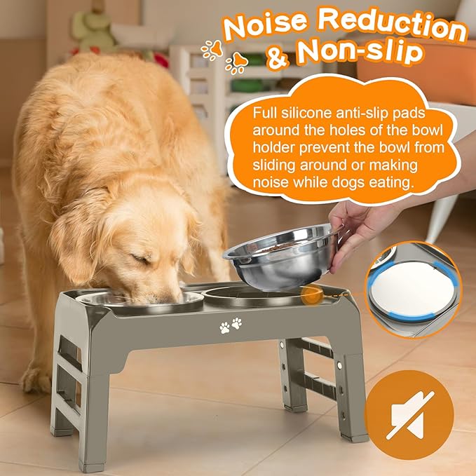 Elevated Dog Bowls 4 Height 2 Thick 50oz Stainless 3.7", 9.2", 10.75", 12.36"