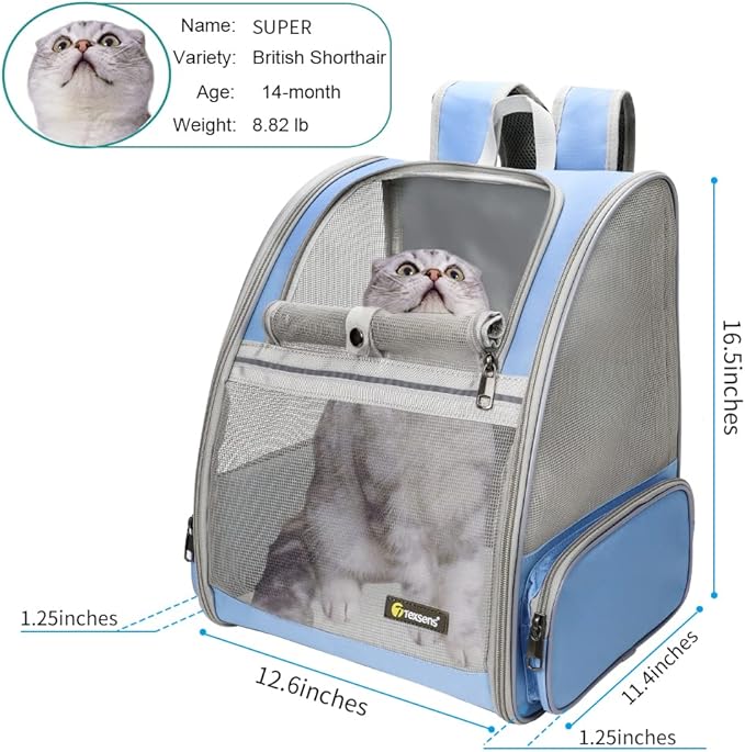 Texsens Pet Backpack Carrier for Small Cats Dogs