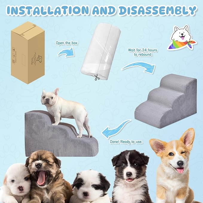 Dog Stairs Steps for High Bed 2 Steps 11.8")