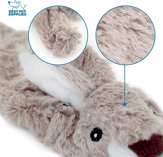 Best Pet Supplies 2-in-1 Stuffless Squeaky Dog Toys with Soft 4 Figures,