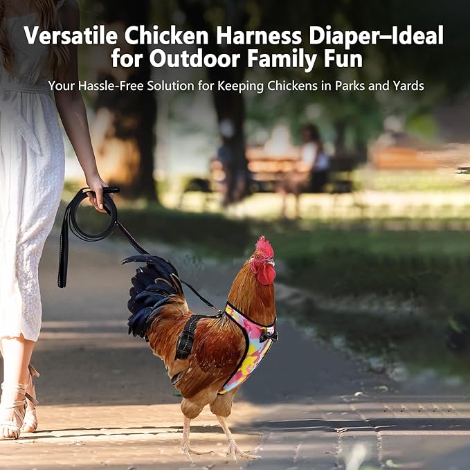 Chicken Harness Hen Camouflage Pink Size with 5.8ft Matching Leash – Adjustable