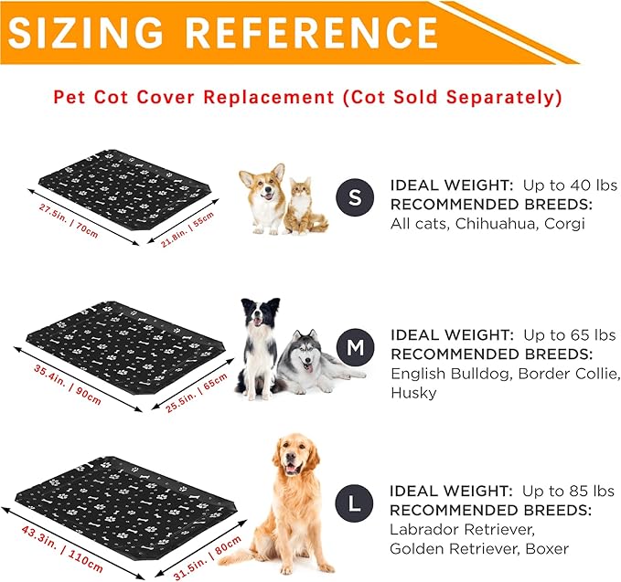Elevated Dog Bed Pet Bed Replacement Cover L(43.3" L 31.5" W 7.5" Th)