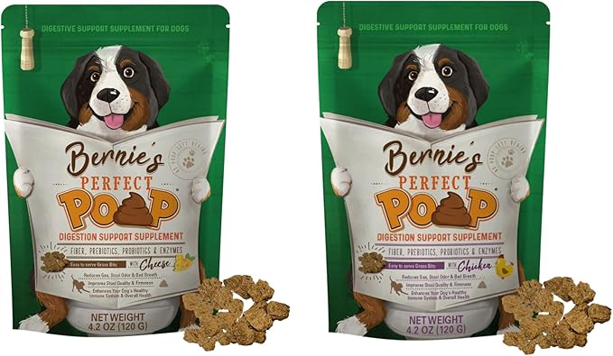 Perfect Poop Digestion & Health Supplement for Dogs: Fiber (4.2oz Cheddar 4.2oz Chicken 4.2oz Bundle)