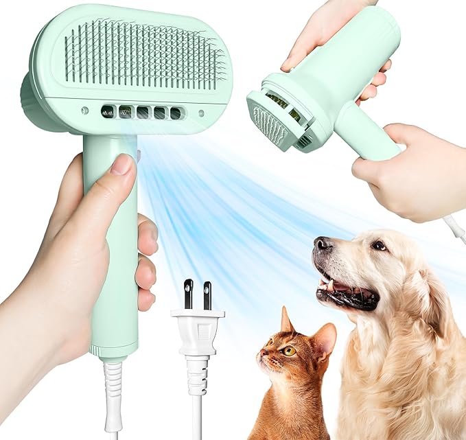 2-in-1 Pet Dryer and Brush- Overheating Protection 3 Blowing