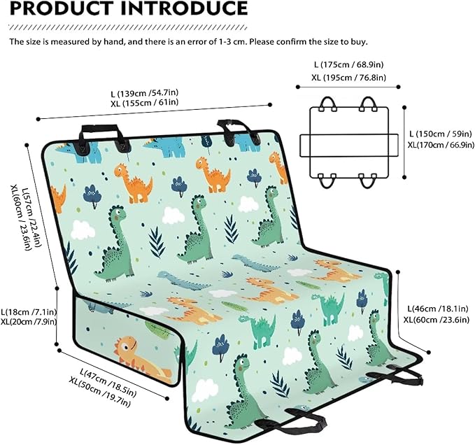 AFPANQZ Cute Dino Dog Cat Seat Cover Bucket