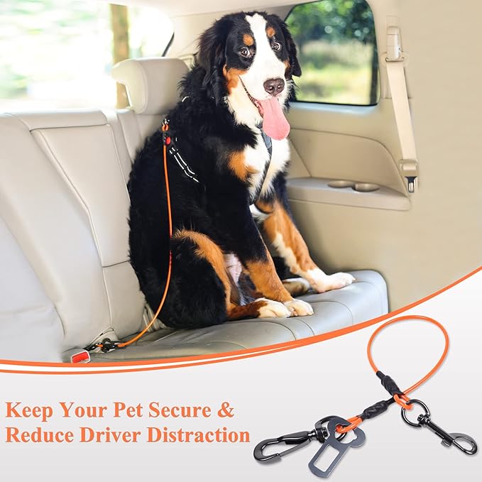 VIVAGLORY Dog Seat Belt 28", Orange