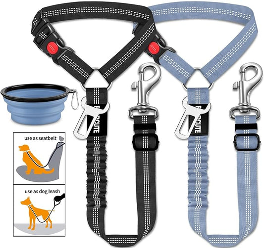 3 Piece Set Dog Seat Belt Retractable Dog