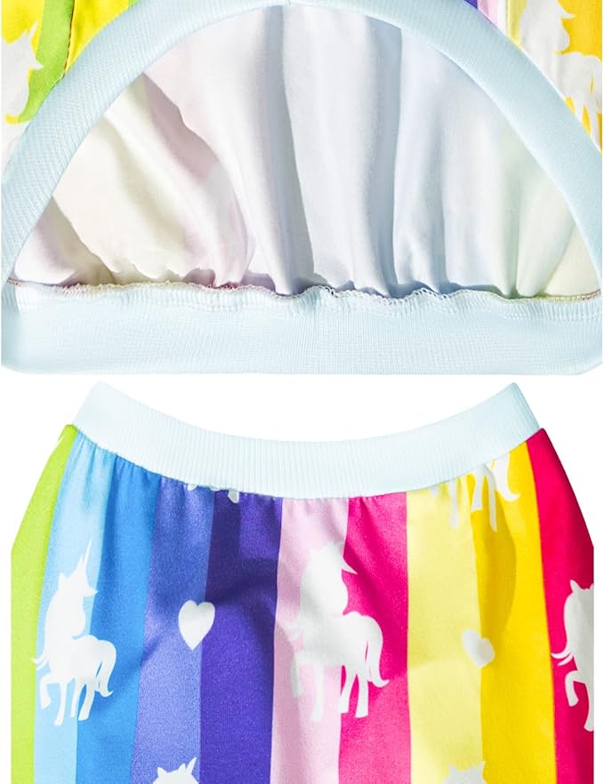 2 Pack Rainbow Unicorn with Colorful Butterfly Cute Prints Dog Vest T-Shirt for Large Dog (L,UnicornButterfly)