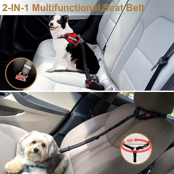 Dog Seat Belt 2-in-1 Headrest