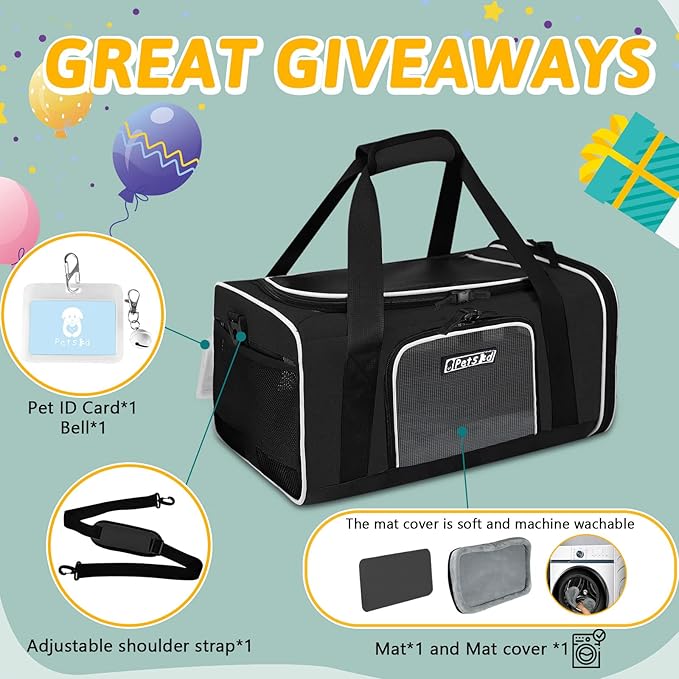 Petskd Pet Carrier 17x11x9.5 Alaska Airline Approved 1-10 LBS