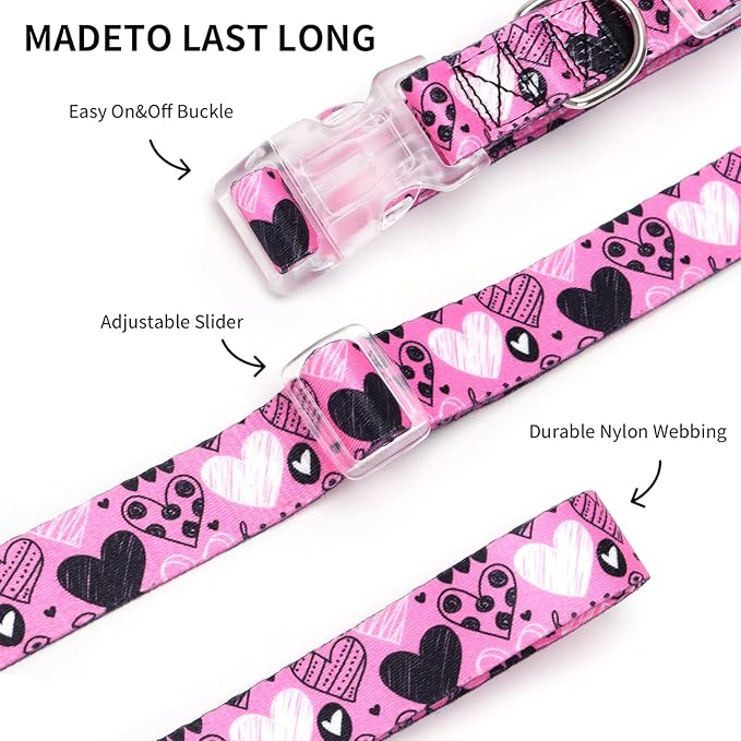Floral Print Puppy Dog Collar for Small Medium Large Dogs Collars with Quick Release Buckle for Girls Female Dog Soft Nylon Comfortable Durable Pet Collar (NO8