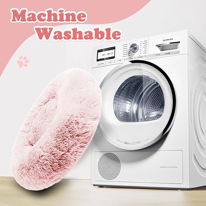 JOLLYVOGUE Calming Donut Dog Bed & Cat Bed (20", Pink)