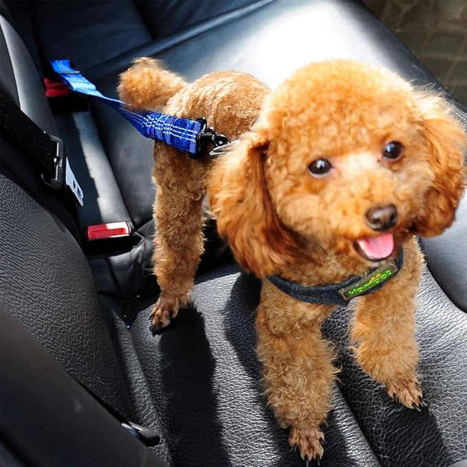 3 Colors Dog Safety Belt Pet Seat Belt Dog Car Harness Adjustable 360° zinc Alloy Buckle with Elastic