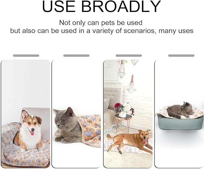 SUNLAND Premium Flannel Pet Blanket Fluffy Cute Paw (30inch x 40inch)