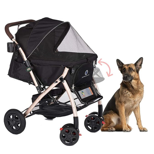 HPZ Pet Rover Premium Heavy Duty DogCat Stroller Travel Carriage CompartmentZipperless EntryPump-Free Rubber Tires Small 2nd-Gen.), X-Large 1)