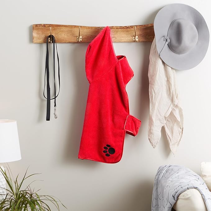 Bone Dry Pet Robe Collection Embroidered Absorbent Microfiber Bath Robe with Adjustable Closure