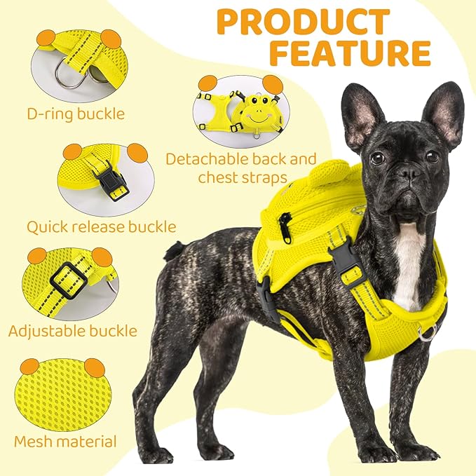 Dog Backpack Harness Dog Self Carrier Bag Adjustable