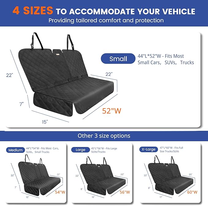 Back Seat Cover 60/40 Split Bench for Small Cars 900D Waterproof