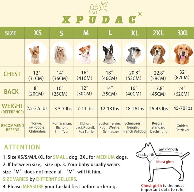 XPUDAC 4 Pack Dog Pajamas for Small Dogs