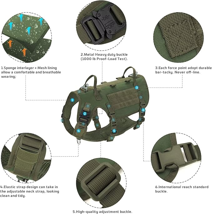 Forestpaw Tactical Dog Harness for Large Dogs
