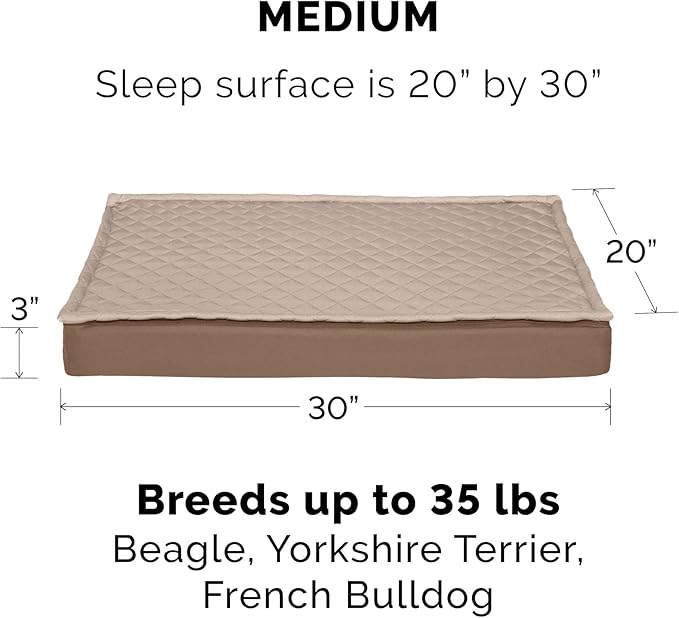 Furhaven Replacement Dog Bed Cover Water-Resistant Indoor/Outdoor Quilt Top Convertible Mattress