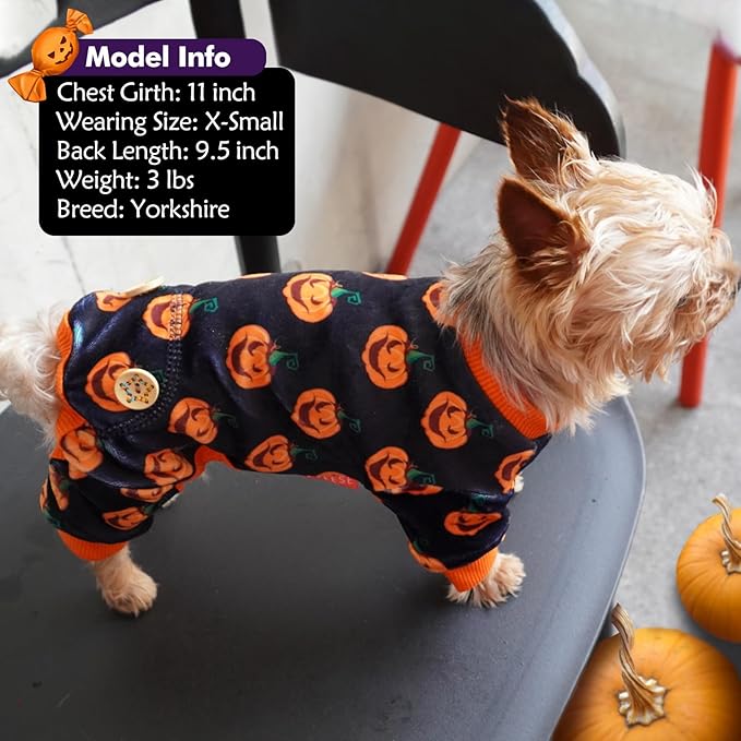 KYEESE Dog Pajamas Halloween Orange Pumpkin Dog Pjs