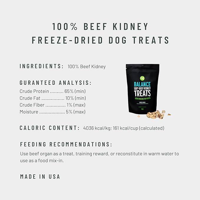 Get Joy Freeze Dried Superfood 100% Beef Kidney Dog Treats 4 Ounce