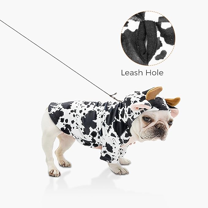 DELIFUR Dog Halloween Cow Costume 19.5")