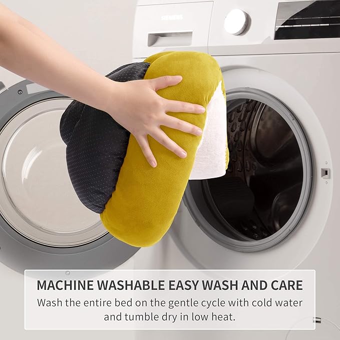 Love's cabin Yellow Round Donut Cat Bed 20x20in, Soft