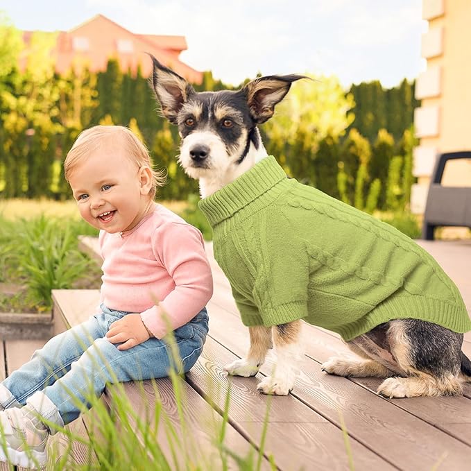 BEAUTYZOO Small Dog Sweater, Dog Sweatshirt Pullover Cable Knitwear, Classic Turtleneck Thick Cold Weather Dog Clothes for Small Medium Dogs Puppy Girl Boys Chihuahua, Bulldog, Dachshund, Pug, Yorkie