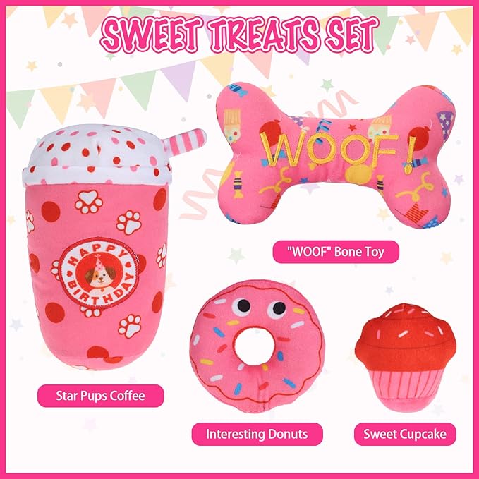 BINGPET Dog Birthday Toys 4 Pcs