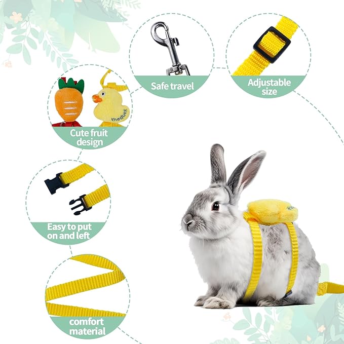 2 PCS Adjustable Rabbit Harness and Leash Set