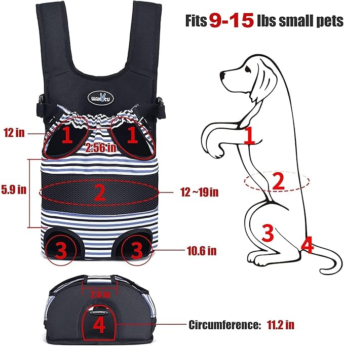 Dog Front Carrier Backpacks for Small Dogs (9-15 lbs