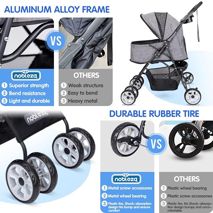 Nobleza Pet Stroller 4 Wheels 33 lbs