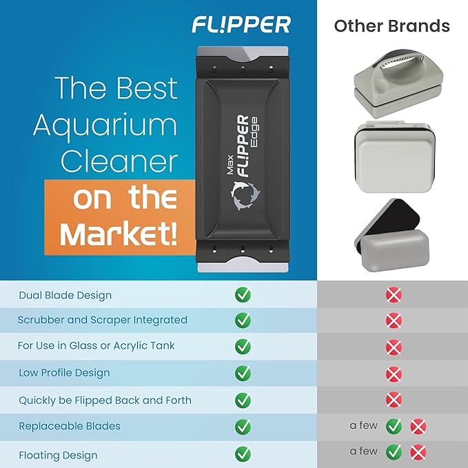 Flipper EDGE 2-in-1 Scrubber Scraper Floating Magnetic Fish Tank Aquarium Cleaner with DUAL BLADES