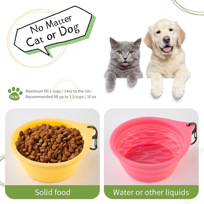 Dog Bowl Travel Collapsible Bowls 2 Pack (Pink1775 + Yellow1205)