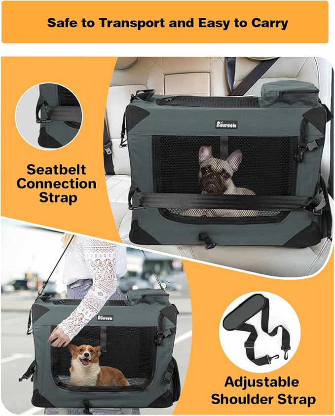 Large Cat Carrier 24"x16"x16" 2 Bowls,