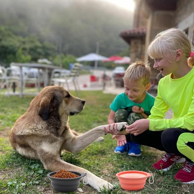 SLSON Collapsible Dog Bowl Foldable Dog Travel Water Bowls Integrated Molding No Plastic Rim Portable Pet Feeding Bowl for Walking Hiking Outdoors