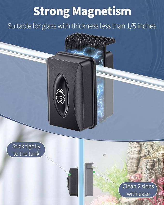 Pawfly Aquarium Magnetic Brush Fish Tank Glass Cleaner 2 Inch 1/5 Inch 10 Gallons