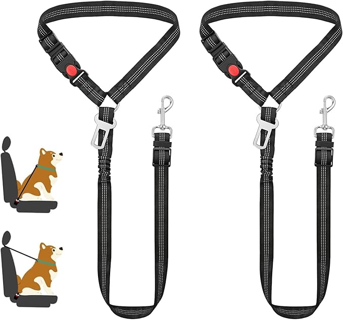 Pawaboo Dog Seat Belt for Car 2 Pack 360° Metal
