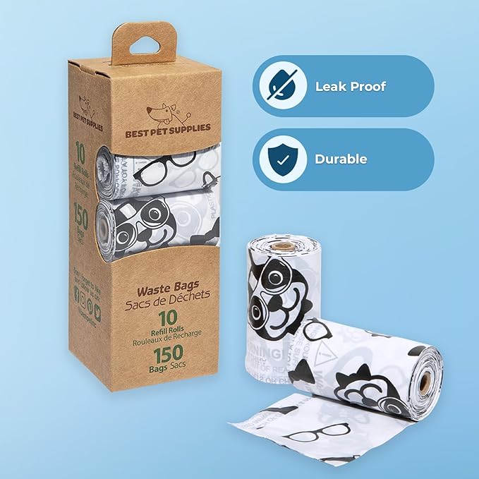 Best Pet Supplies Dog Poop Bags (150 Bags) for Waste Refuse Cleanup