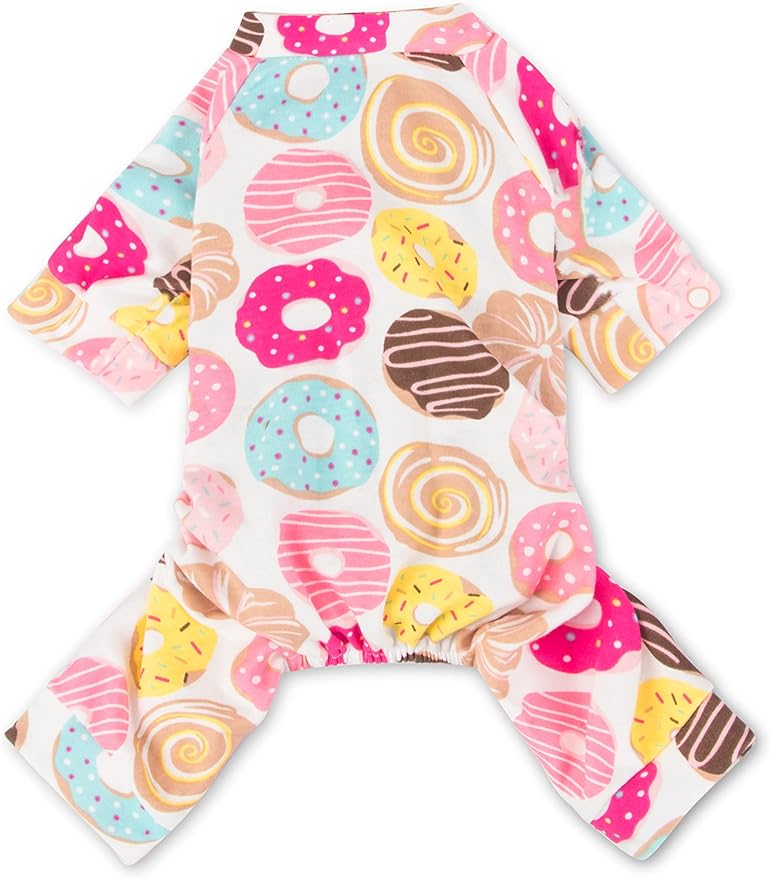 Puppy Pajamas Dog Onesies Pet Dog Soft Pajamas Various Patterns Pet Jumpsuit 5 Styles for Small Medium Dogs Cats Pajamas (Donut
