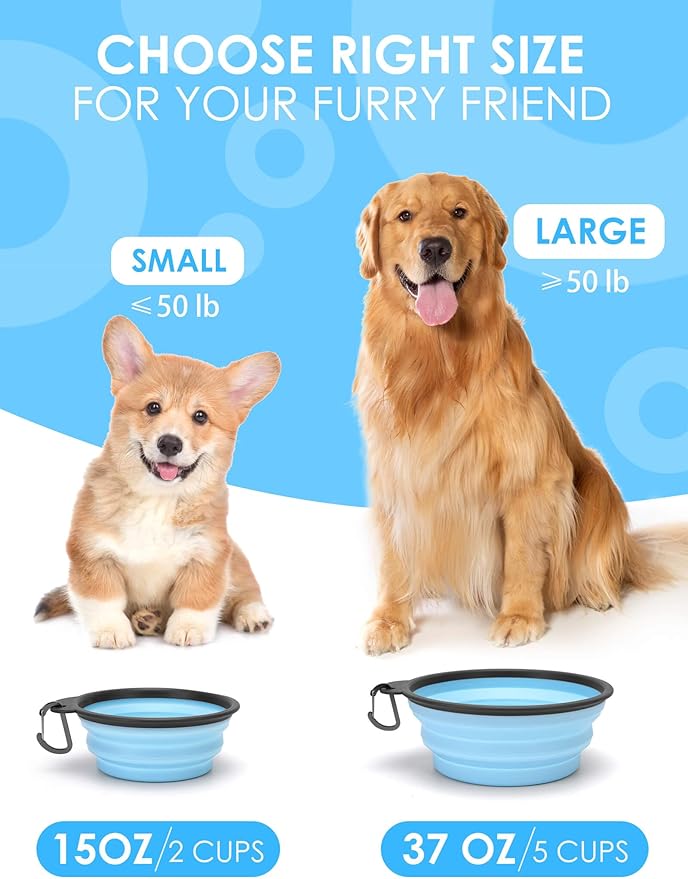 Aonkey Collapsible Dog Bowls with Bottle Carrier 2 Pack 15oz