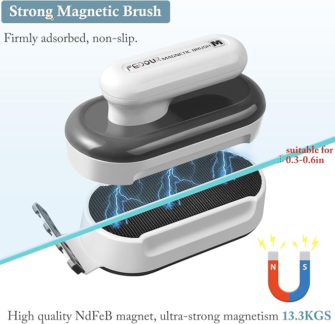 FEDOUR Aquarium Strong Magnetic Cleaner with 2 Detachable Algae Scraper 1/3-1 inch