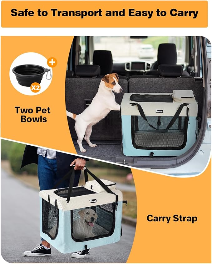 Extra Large Dog Crate with 2 Foldable Bowl 32 Inch (32" L 23" W 23" H,