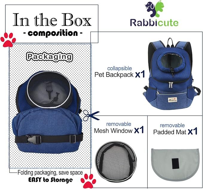 Pet Dog Carrier Backpack Adjustable Breathable Front Pack